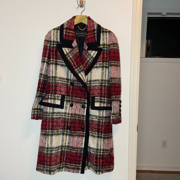 BURBERRY Tartan Plaid Wool Mohair Double Breasted Oversized Runway Pea Coat \\ 4 - Picture 3 of 13